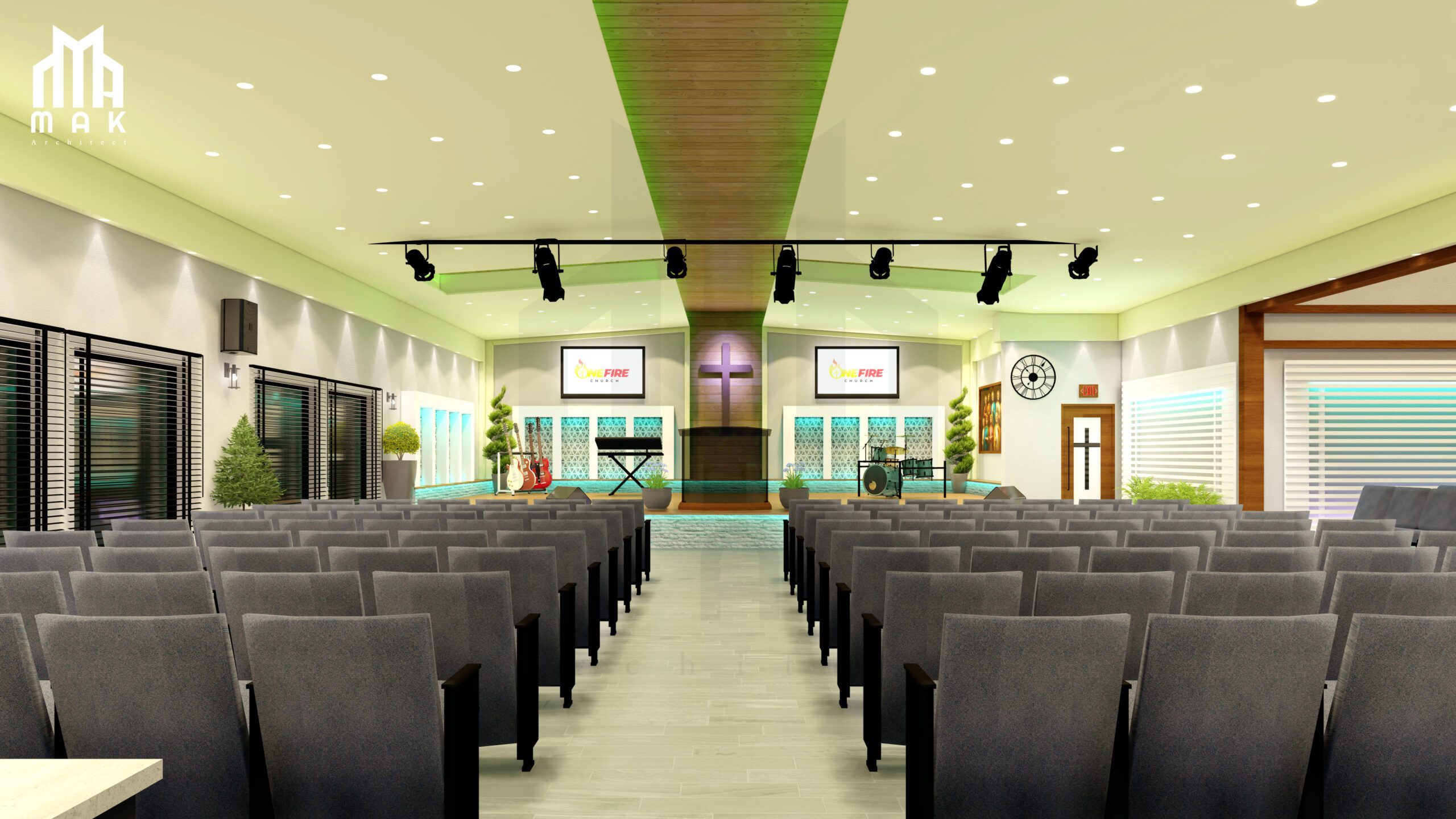The makers of this design have focused on functionality and usability, and have made sure that the church has ample space for various religious activities. A dedicated area for prayer, confessionals, and choir spaces are located at the back of the church, which provides privacy and serenity to the worshippers.