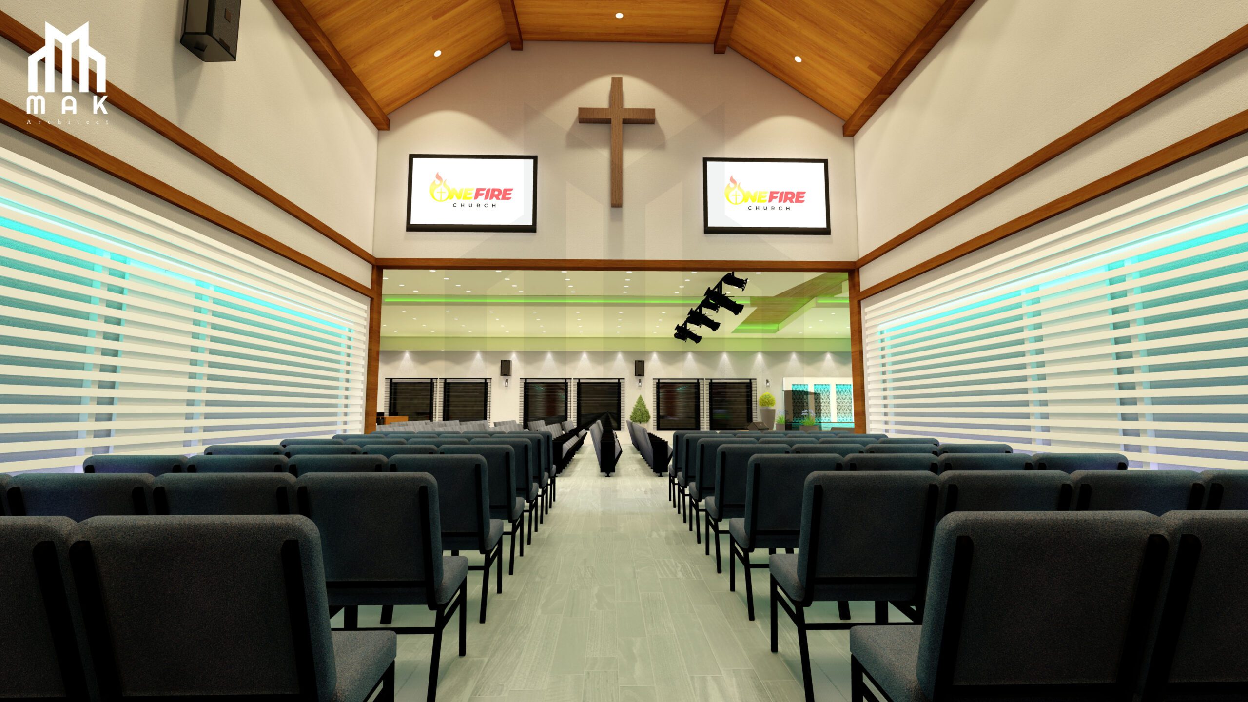 An integral part of the interior design of a church is the central nave. The nave is located between the altar and the entrance with an aisle in the center, and it forms the central part of the church. The nave is designed to be spacious with large windows that allow natural light to flood in, offering a sense of openness and freedom to worshipers. The nave is also decorated with religious paintings, statues, and symbols, which enhances the peaceful and serene ambiance of the church.